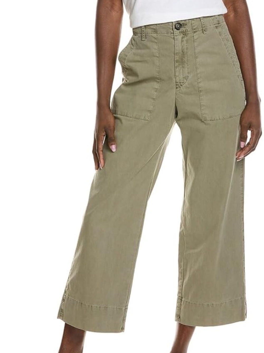 Velvet by Graham & Spencer Mya Olive Green Cotton Canvas Wide Leg Pants - US 10